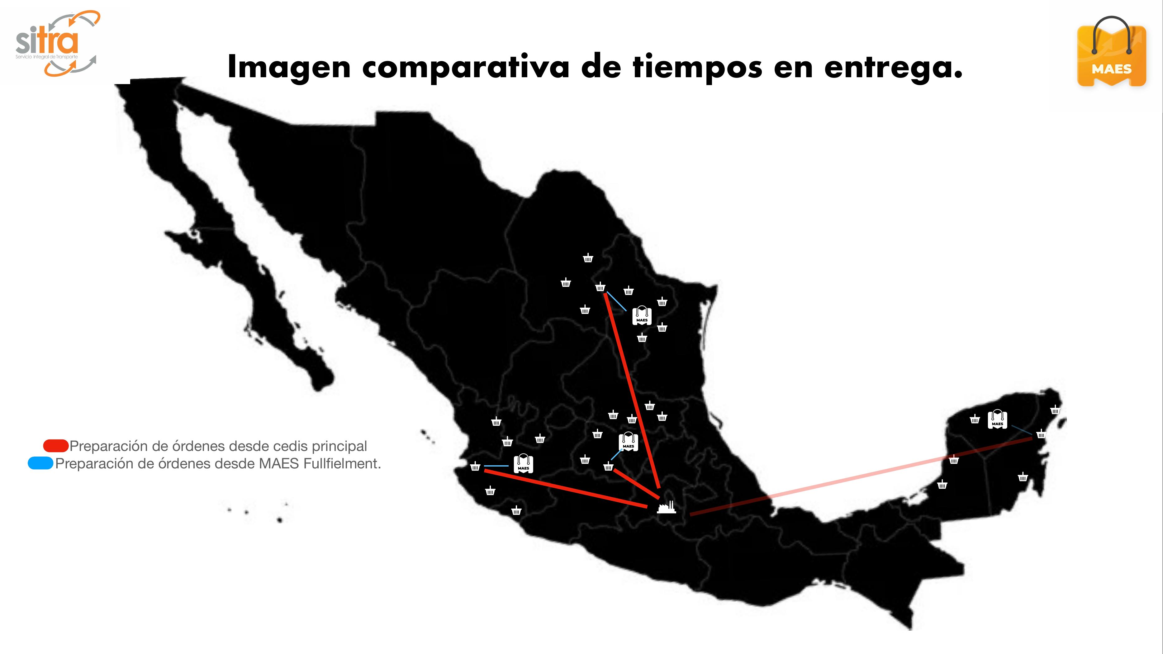 Mapa de cobertura logística en México